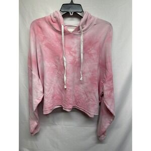 American‎ Eagle Outfitters Oversized Pink Tie Dye Cropped Hoodie Sweatshirt XS
